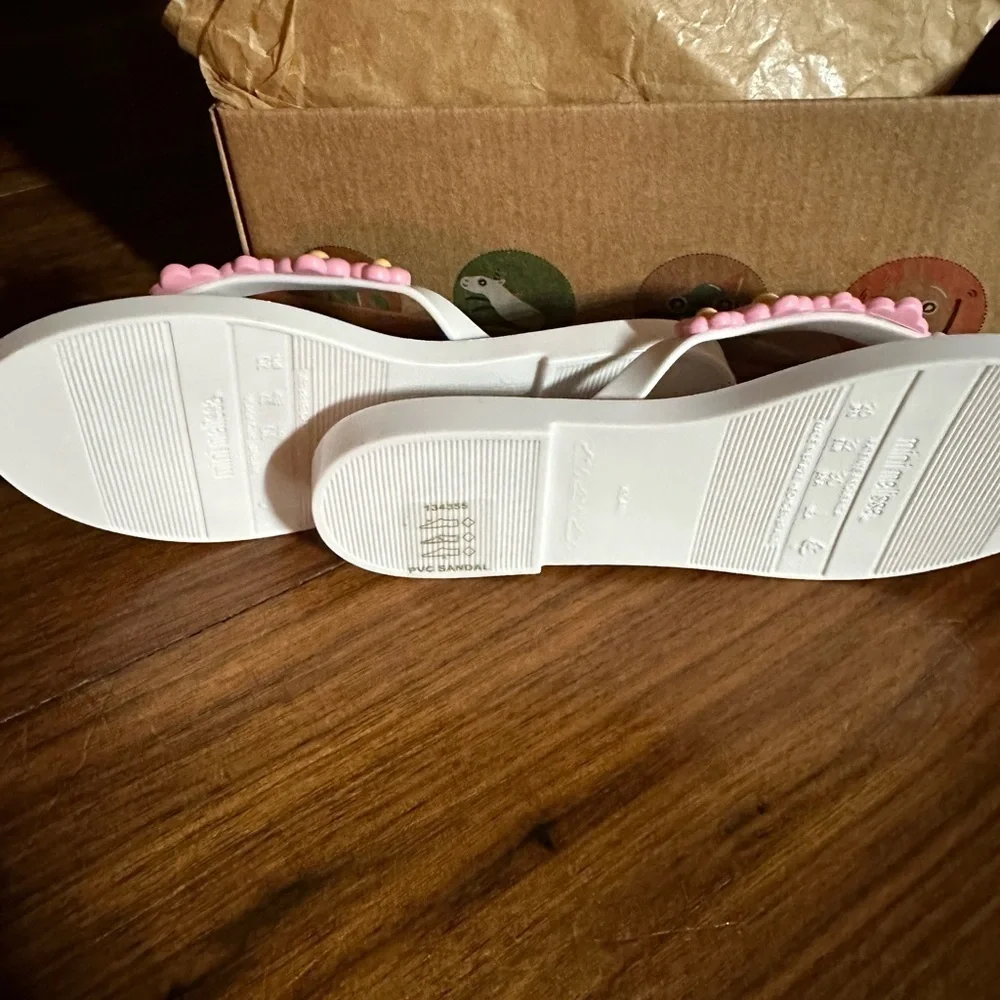 Mini Melissa Pink Floral Kids Flip Flops